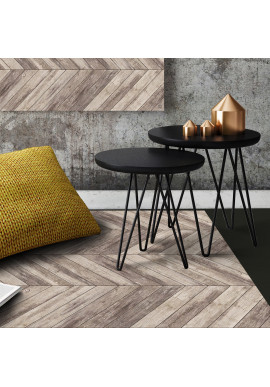 Tapis Vinyle Effet de Matière - Parquet Chevrons Ciment Factory