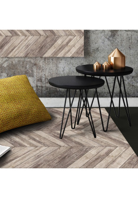 Tapis Vinyle Effet de Matière - Parquet Chevrons Ciment Factory